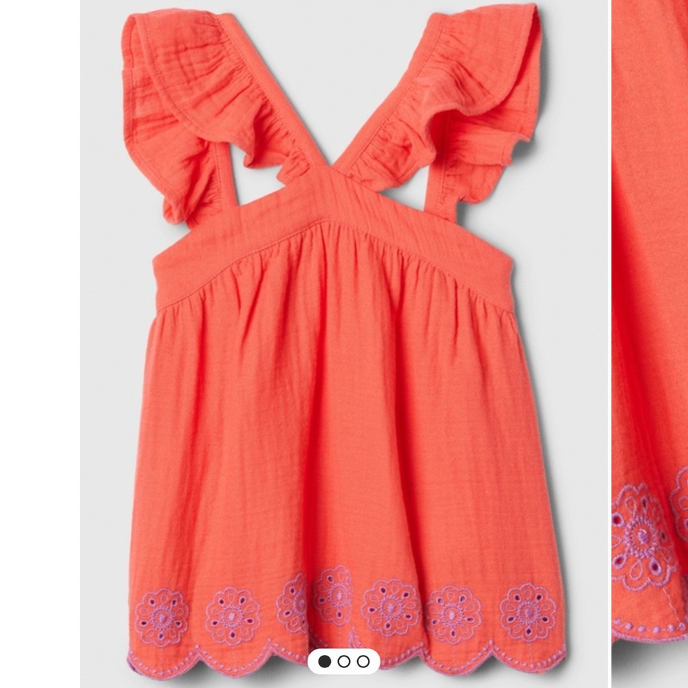 baby Gap Coral Ruffle Sleeve top and shorts set with Embroidered Hem